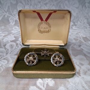 Vintage Hickok Fireman's Cufflinks & Tie Bar Set Presentation Box Original